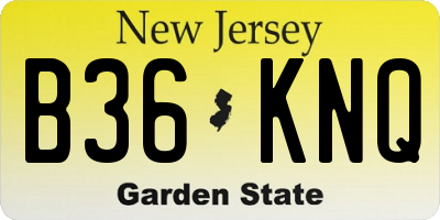 NJ license plate B36KNQ