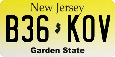 NJ license plate B36KOV
