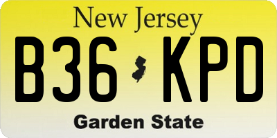 NJ license plate B36KPD