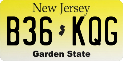 NJ license plate B36KQG