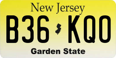 NJ license plate B36KQO