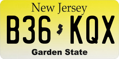 NJ license plate B36KQX