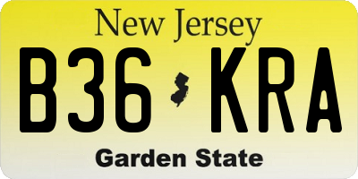 NJ license plate B36KRA