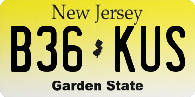 NJ license plate B36KUS