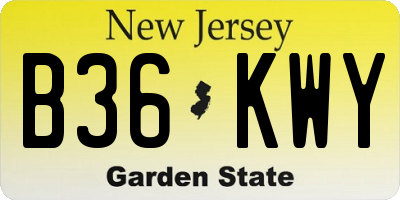 NJ license plate B36KWY