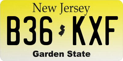 NJ license plate B36KXF