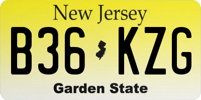 NJ license plate B36KZG