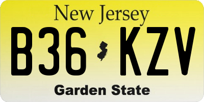 NJ license plate B36KZV