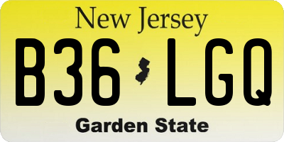 NJ license plate B36LGQ