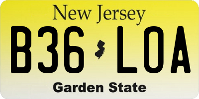 NJ license plate B36LOA
