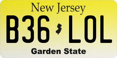 NJ license plate B36LOL