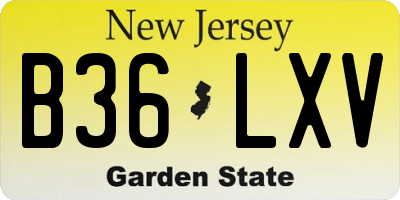NJ license plate B36LXV