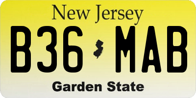 NJ license plate B36MAB