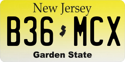 NJ license plate B36MCX
