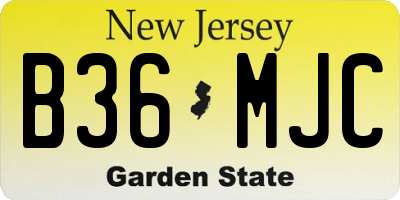 NJ license plate B36MJC