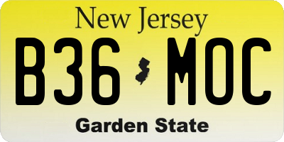 NJ license plate B36MOC