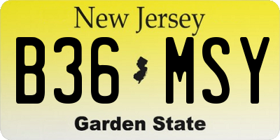 NJ license plate B36MSY