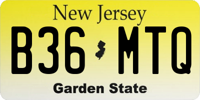NJ license plate B36MTQ