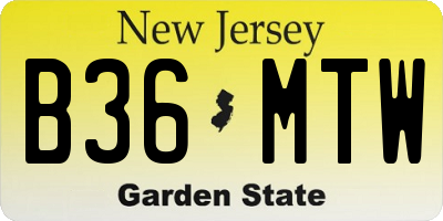NJ license plate B36MTW