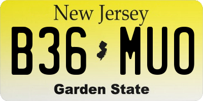 NJ license plate B36MUO