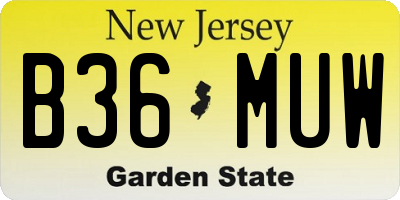 NJ license plate B36MUW