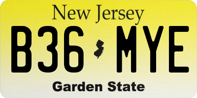 NJ license plate B36MYE