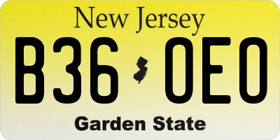NJ license plate B36OEO