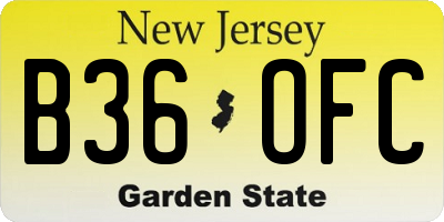 NJ license plate B36OFC