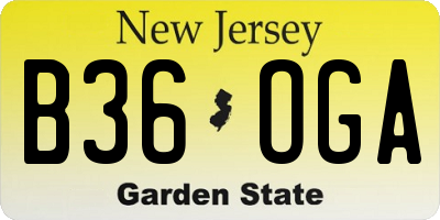 NJ license plate B36OGA