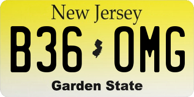 NJ license plate B36OMG
