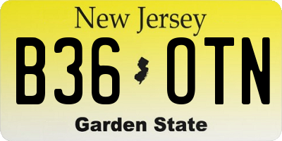 NJ license plate B36OTN