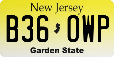 NJ license plate B36OWP