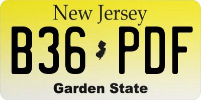 NJ license plate B36PDF