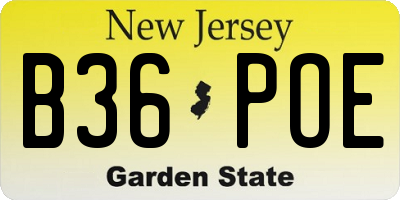 NJ license plate B36POE