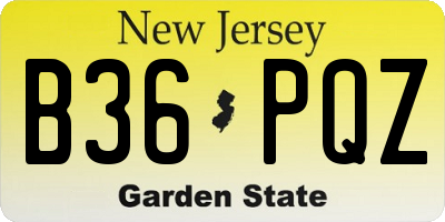 NJ license plate B36PQZ