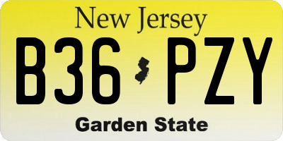 NJ license plate B36PZY