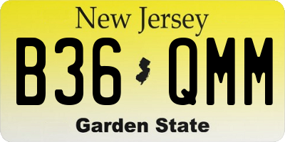 NJ license plate B36QMM