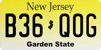 NJ license plate B36QOG