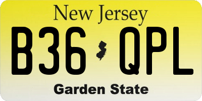 NJ license plate B36QPL