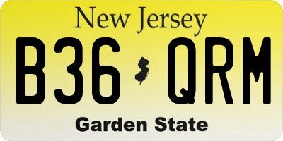 NJ license plate B36QRM