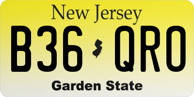 NJ license plate B36QRO