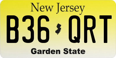 NJ license plate B36QRT