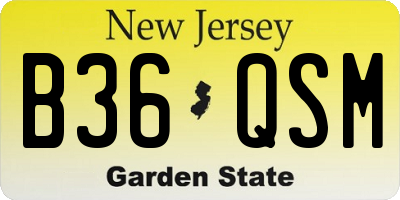 NJ license plate B36QSM