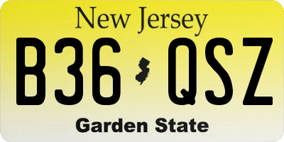 NJ license plate B36QSZ