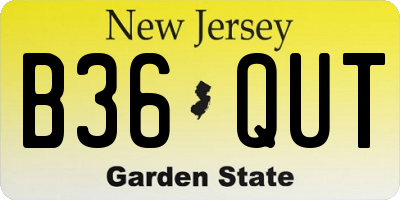 NJ license plate B36QUT