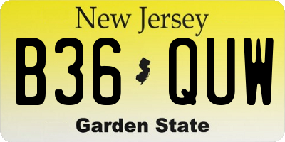 NJ license plate B36QUW