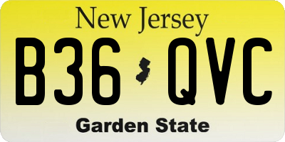 NJ license plate B36QVC