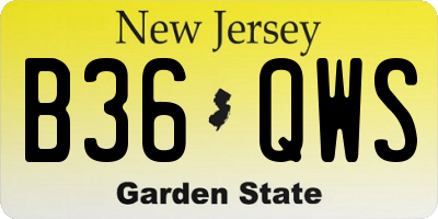 NJ license plate B36QWS