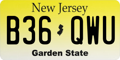NJ license plate B36QWU