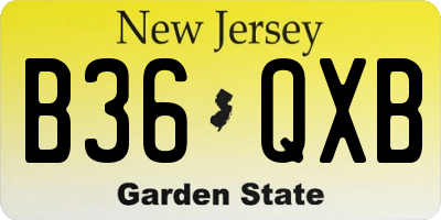 NJ license plate B36QXB